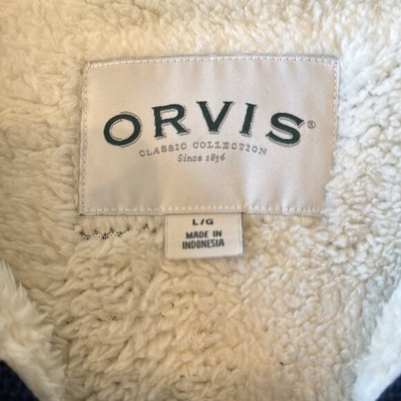 NWT Orvis Men’s Blue Quarter Zip Sherpa Lined Pullover Sweater Size L - Picture 7 of 9
